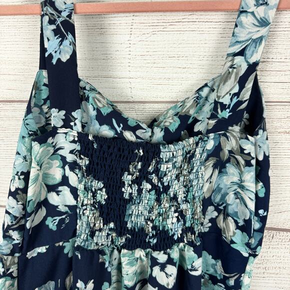 Floral Sleeveless Dress - Blue and Green - Picture 7 of 9